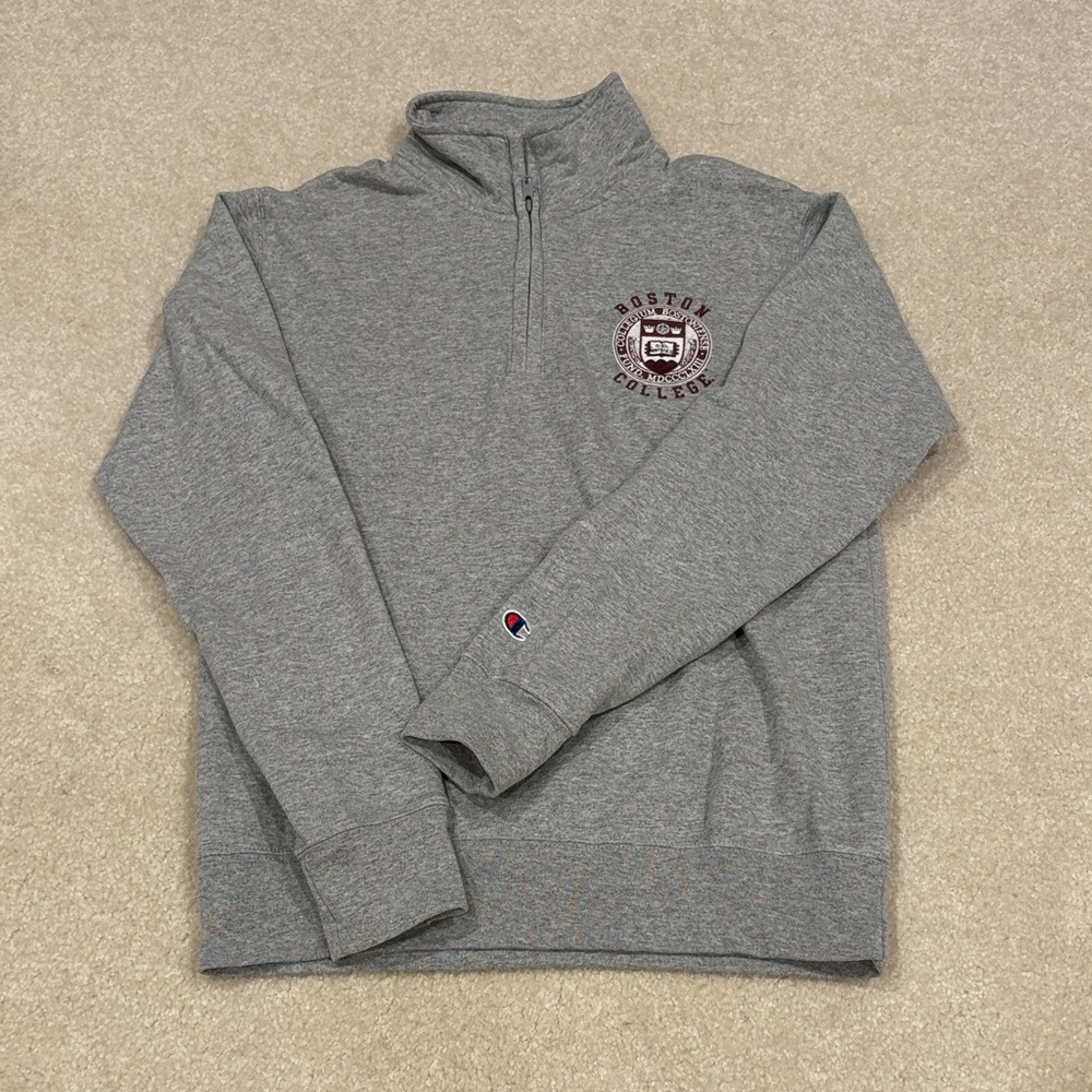 Champion Gray Women’s Quarterzip with Boston College Logo
